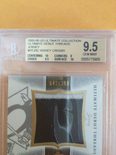 2005-06 Ultimate Collection Debut Threads Jersey Sidney Crosby RC #/250 BGS 9.5 - Picture 3 of 5