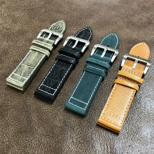 Correa de reloj de cuero genuino estilo ejército talla 24 mm #086 - Imagen 6 de 18