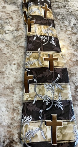 Divinity 100% Silk Men's Tie Church Cross Vintage Retro Philippians 4:7 VTG - Picture 4 of 5