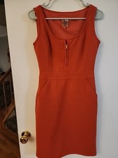Tory Burch Orange Wool Blend Sheath Sleeveless Dress Sz 2 With Pockets/GUC 