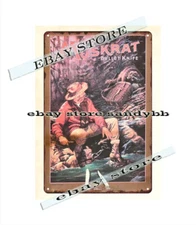 man cave living room wall Muskrat Bullet Knife metal tin sign firearmgun