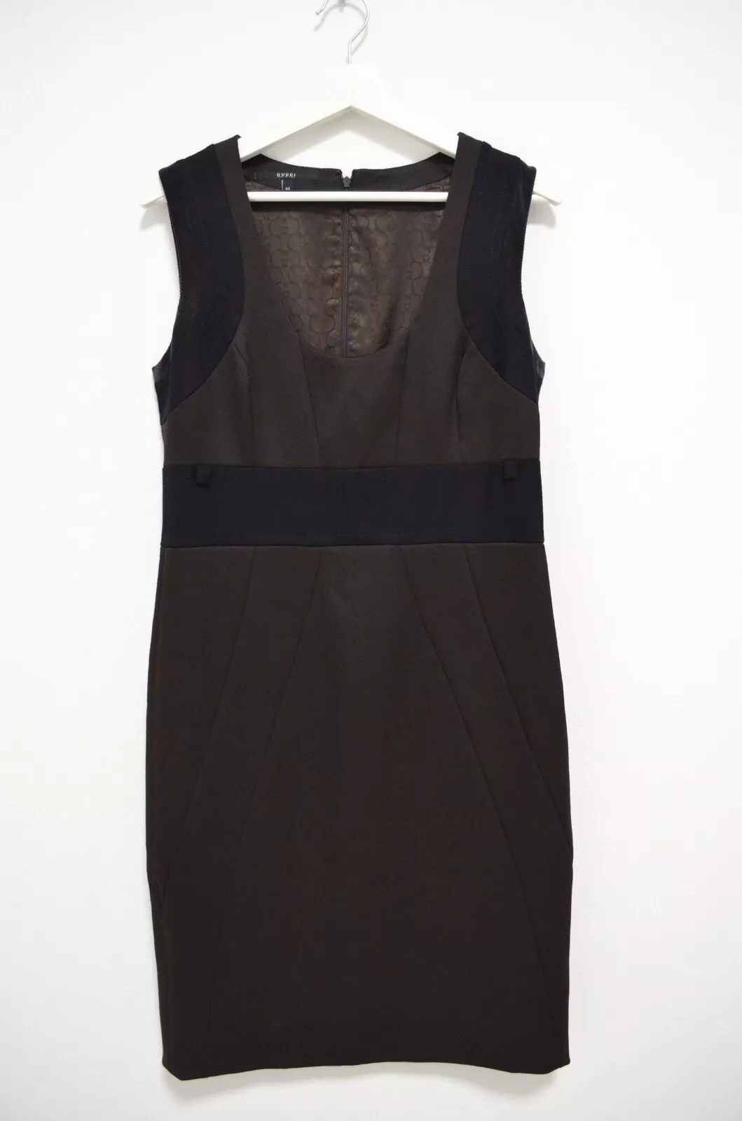 Robe Gucci marron noire texturée sans manches IT 44 EU 38