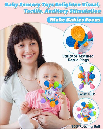 Baby Teething Toys for 0-6 6-12 Months Ages 0-2, Tummy Time Montessori Toys  - Picture 2 of 12