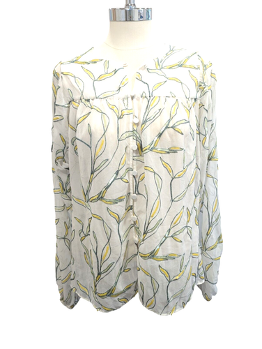 Alexis Valez Long-Sleeve Sheer Sequin Printed Top White XS NWT - Picture 3 of 12