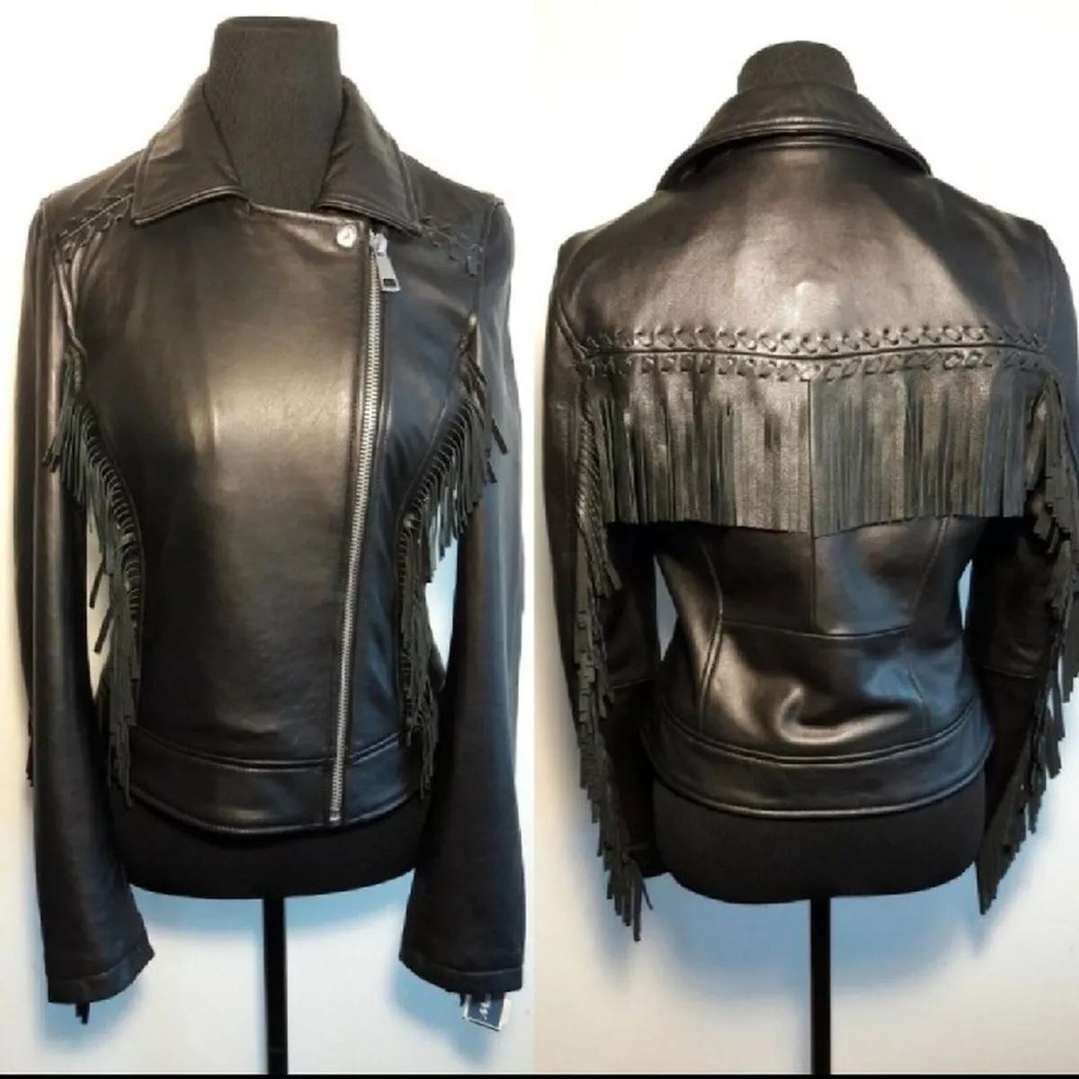 Amaryllis leather top moto jacket