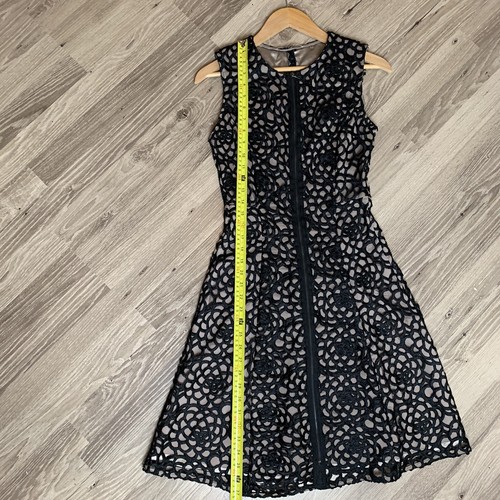 Vestido de cóctel para mujer T Tahari con cordones negro corto talla 2 - Imagen 7 de 7