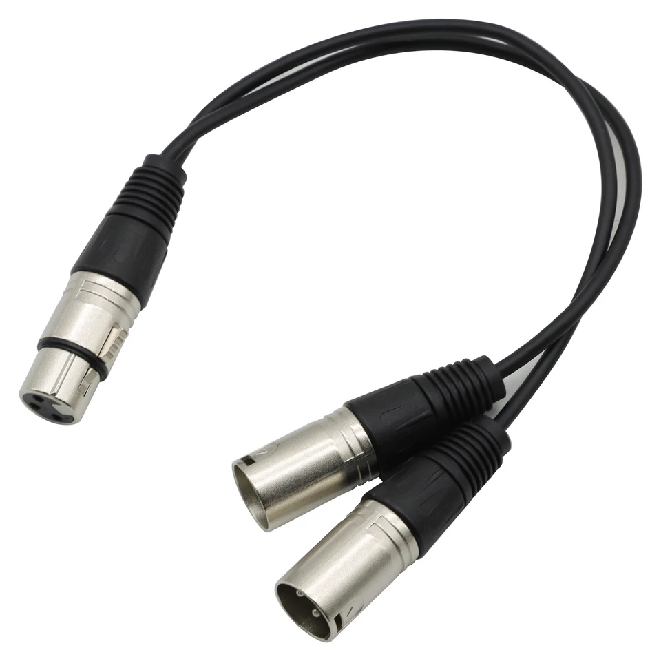 4x 3Pin XLR Female Jack To Dual 2 Male Plug Y Splitter Cable Adapter Microphone - Image 3 of 4