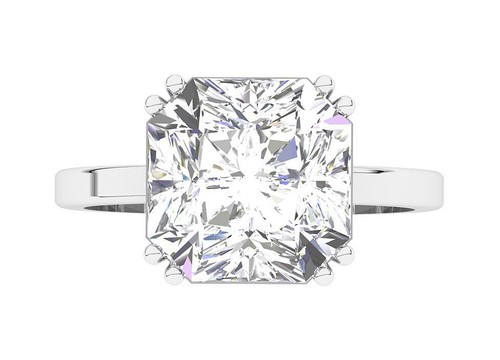 VVS E 4.0/5.0/6.0 Carat Lab Grown Radiant Diamond 14K White Gold Solitaire Ring - Picture 8 of 11