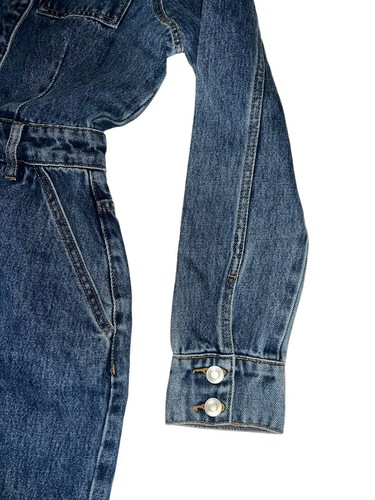 Show po. Allison Front Split Mid. Wash Blue Denim dress long sleeve Size 2 NWT - Picture 3 of 21
