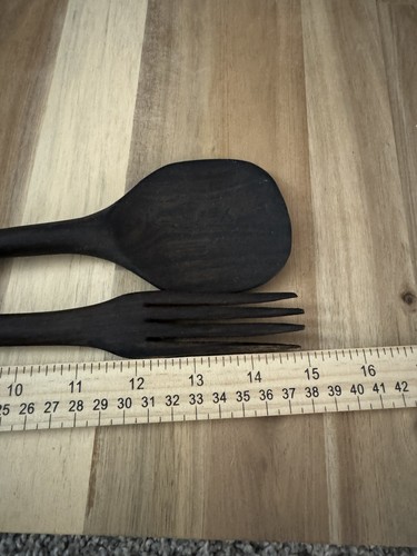 2 Vintage African Hand Carved Wooden Folk Art Figural Fork Spoon Wall Decor - Picture 3 of 3