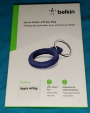 Genuine Belkin Apple AirTag Secure Holder w/ Key Ring BLUE NEW  FREE SHIPPING 