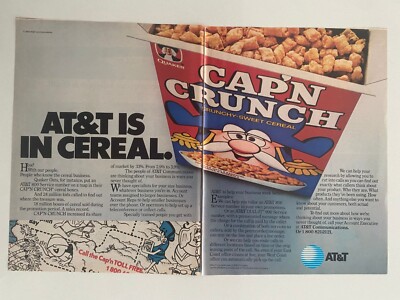 CAP'N CRUNCH Cereal Quaker Oats Company AT&T Vintage 1984 Print Ad