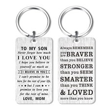 To My Son Keychain Gifts Inspirational Quotes, Never Forget I Love Son from Mom