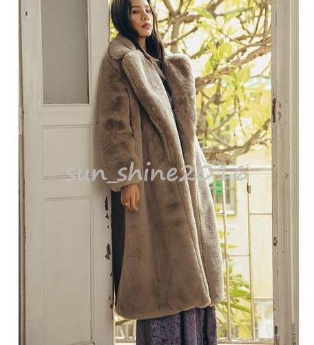 Coat Retro Jacket Long Trench Collar Fur Rabbit Lapel Womens Parkas Winter wXPqfX1