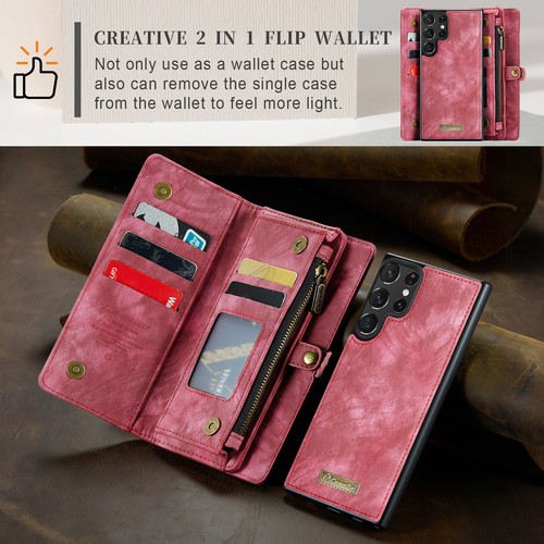 For Samsung Galaxy S21 S22 S23 S24 Detachable Zipper Wallet Phone Case+Strap - Picture 9 of 54