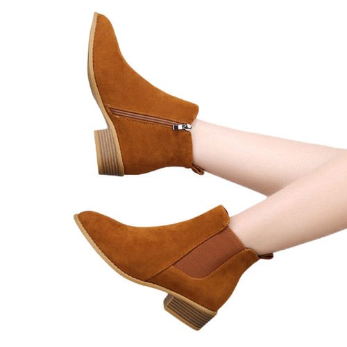 Para mujeres Botines Cremallera Lateral Botas Chelsea Tacón Bajo Informales Moda Mujeres Planas - Imagen 19 de 27