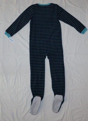 Carters Fleece Footed Pajama Blanket Sleeper Size 6 8 12 14 Stripe Blue - Picture 6 of 9