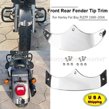 For Harley Motor Front & Rear Fender Tip Trim Fat Boy FLSTF 1989-2006 1990 2000