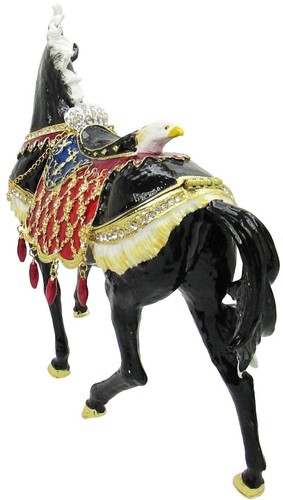 X-Large Horse Jeweled Trinket Box with Austrian Crystals, Black - Picture 7 of 9