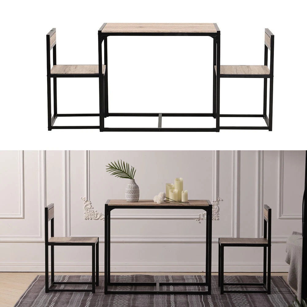Dining Set Kitchen Table Chair 2 Seat Compact Bistro Desk Stool Breakfast Nook