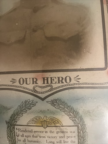 Vtg RARE 1920s World War 1 Frame cardboard photo Portrait Convex Glass Oval 23”. - Picture 13 of 23