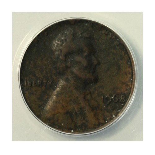 USA Mint Error Lincoln Cent Rotated Dies 1968-D ANACS VF 20 Details Corroded - Picture 2 of 3