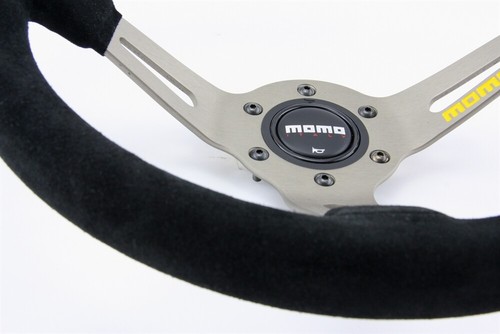 Momo Wildleder Sportlenkrad Drifting 330mm schwarz gelb anthrazit steering wheel - Bild 4 von 5