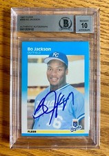 Bo Jackson 1987 Fleer #369 Signed Rookie Card Beckett Auto Grade 10 RARE B