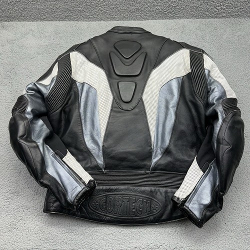 Chaqueta de motocicleta Tourmaster CORTECH para hombre 46 XL 100 % CUERO rendimiento NEGRO/GRIS - Imagen 2 de 22