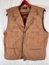 Wyoming Traders Vest Mens Size  L Khaki Sleeveless Button Down Duck ~ EXCELLENT