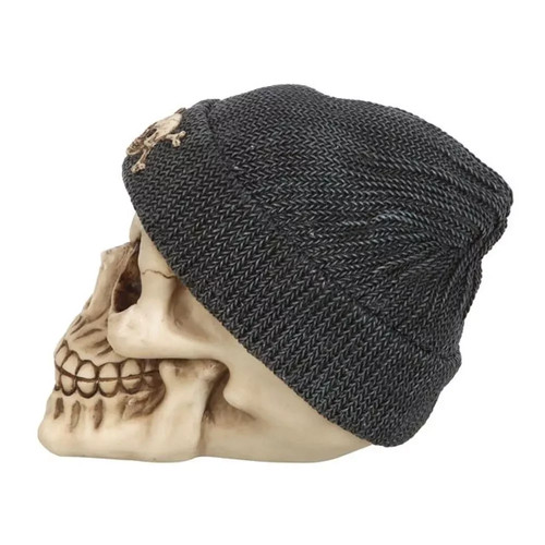 Skull Ornament with Beanie - h-13.5cm - Brand New & Boxed - Picture 2 of 2