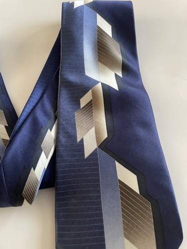 Seidenkrawatte, Herren, Monsieur, mittelblau, hellblau, grau, creme Muster - Bild 2 von 7