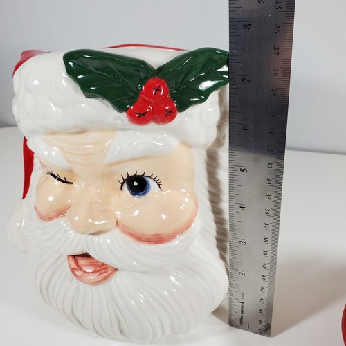 Contenitore barattolo biscotti Babbo Natale ammiccante slitta campanella bistrot Natale vacanze vintage - Foto 9 di 10