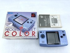 Near MINT Neo Geo Pocket Color Console Platinum Blue SNK Boxed Tested from JAPAN