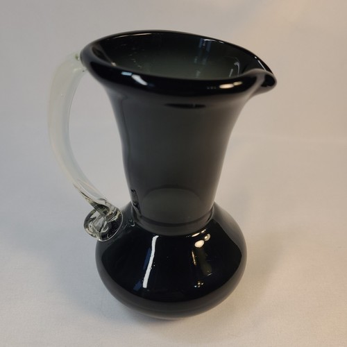 Vintage Small Black Glass Pitcher with Clear Handle - Picture 4 of 6