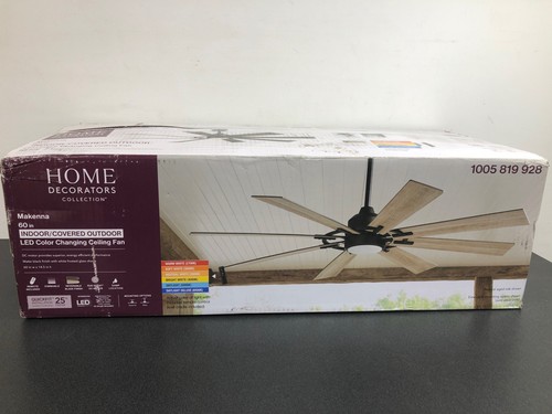 Home Decorators 52106 Makenna 60" Black LED Ceiling Fan w/ Light & Remote