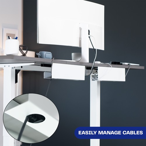 VIVO White Dual Under Desk 17" Cable Management Trays, Wire Organizers (2 Pack) - Picture 5 of 8