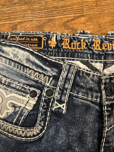 Rock Revival Chenko gerades Bein Acid Splatter Jeans Herren Größe 32 x 31 - Bild 12 von 13