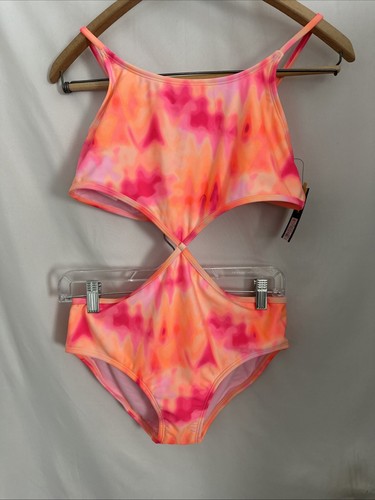 Art Class Girl XL PLUS 14 Monokini 1 PC Cut Out Pink/Orange Tye Dye Swimsuit NWT - Picture 10 of 11