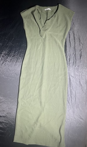 zara grünes Damen Kleid ANGEPASST V-AUSSCHNITT MIDIKLEID Kurzarm Partykleid - Bild 4 von 15