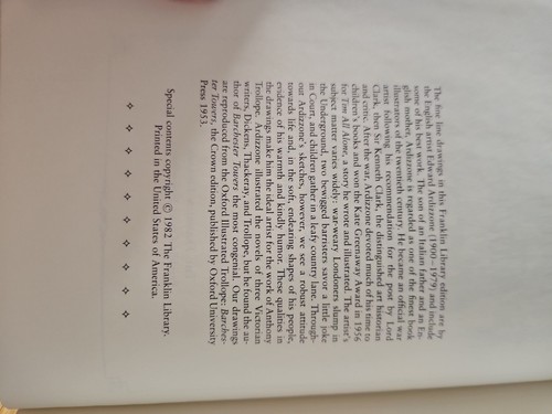 Franklin Library Barchester Towers VERY GOOD Anthony Trollope Victorian Classic - Picture 6 of 6