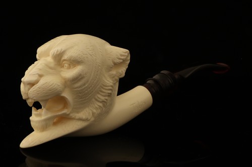 Tiger Block Meerschaum Pipe Carved by Tekin with custom case 12332 - Picture 1 of 12