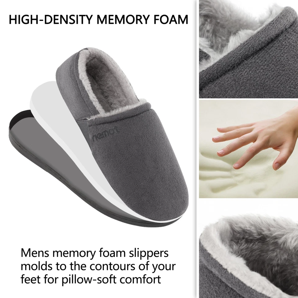 riemot Cozy Memory Foam Moccasin Slippers Mens Womens Home House Shoes - Image 3 of 4