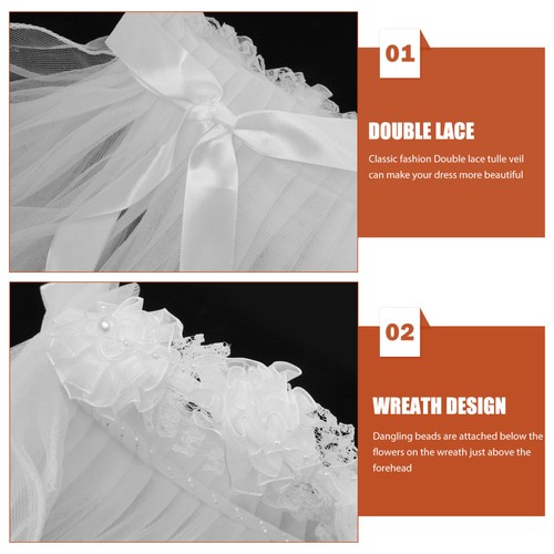 LUOEM Blumenmädchen Schleier zweilagig Hochzeit Kommunion Haarkranz () - Bild 5 von 12