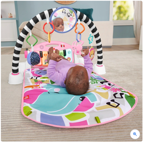 Fisher-Price Glow and Grow Kick & Play Klavier Baby Gym rosa Spielset Musikspielzeug - Bild 2 von 8