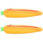  2 Pcs Silicone Pen Case Cute Aesthetic Pencil Carrot Stationery Pouch