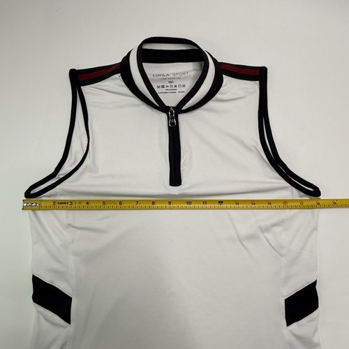 Lohla Sport Shirt Golf/Tennis Sleeveless White Blue Red Womens Top Sz M/L Tank - Picture 3 of 9