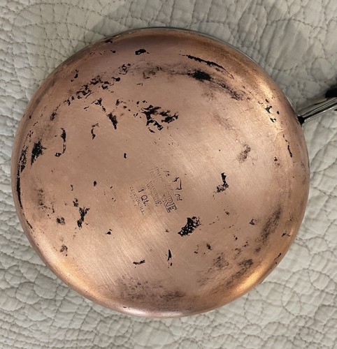 Gerade Seiten Revere Ware Pfanne Bratpfanne 1 Quart Kupferboden Deckel Saute Vintage - Bild 3 von 8