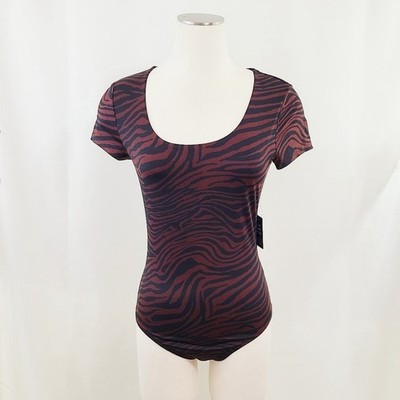Express Body Contour bodysuit tiger print short sleeve sculpting size small NWT