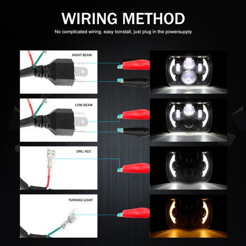 7x6" 5x7" LED Headlights Amber DRL For Chevy C1500 C2500 C3500 Suburban Pickup - Picture 2 of 12